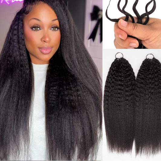 Kinky Straight Human Hair Crochet Extensions | Feathered Braiding Hair | 10–24 Inches