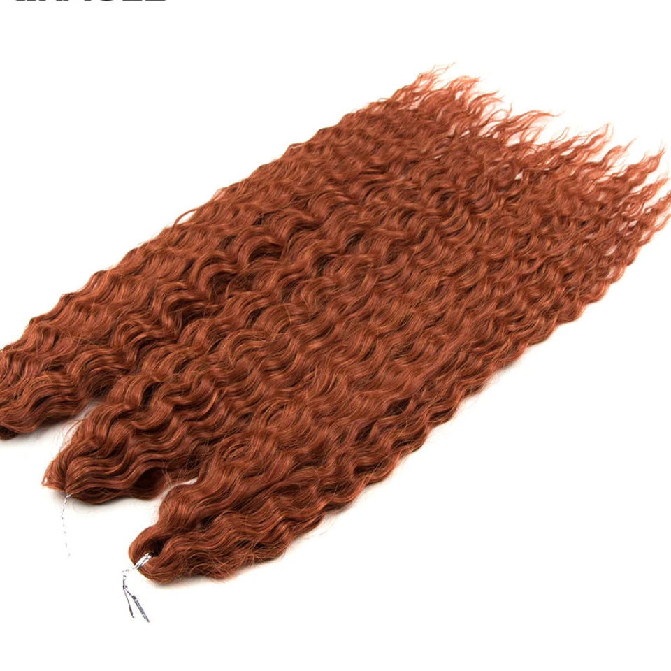 Ariel Curl Water Wave Crochet Hair | Sophisticated 22-Inch Synthetic Braiding Extensions | Elegant "High Temperature Fiber" Water Twist | "Dignified" Ombre Blonde &amp; Pink Tones for Radiant Versatile Styling Luxegan