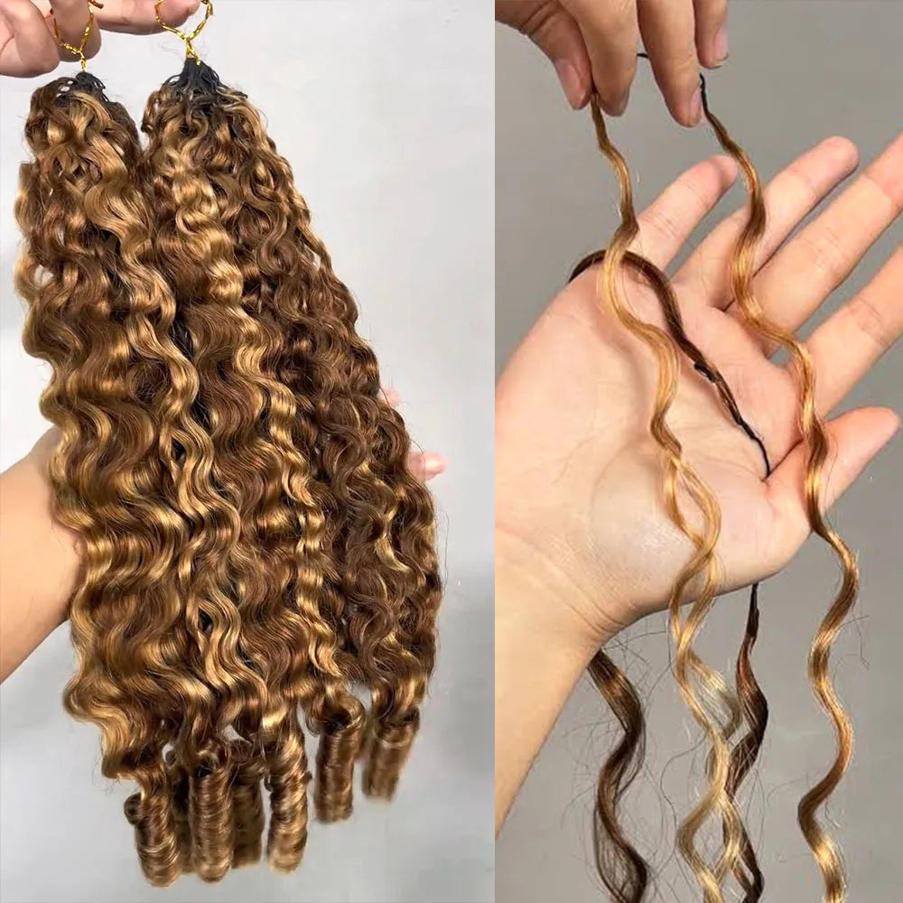 Burmese Curly Miracle Knots Crochet Human Hair Extensions – Feather Knotless Braiding Hair 10–24 - view 4