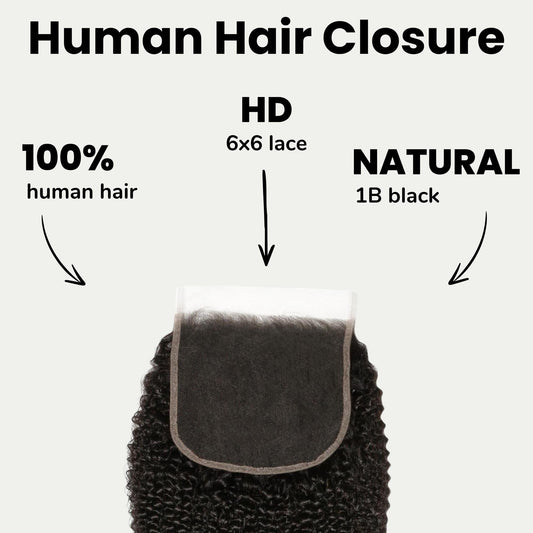Afro Kinky 6x6 HD Lace Human Hair Closure Luxegan