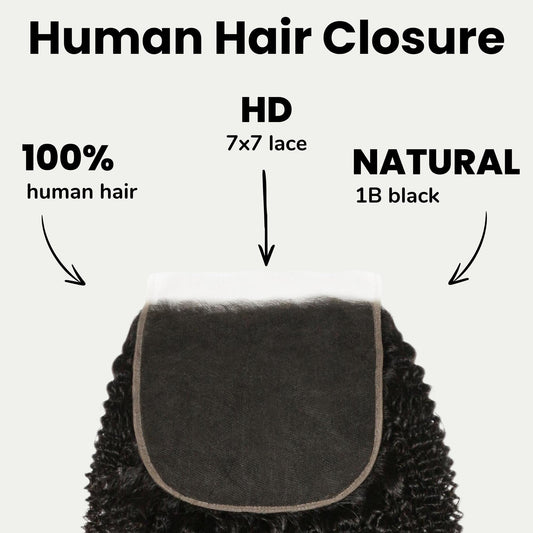 Afro Kinky 7x7 HD Lace Human Hair Closure Luxegan