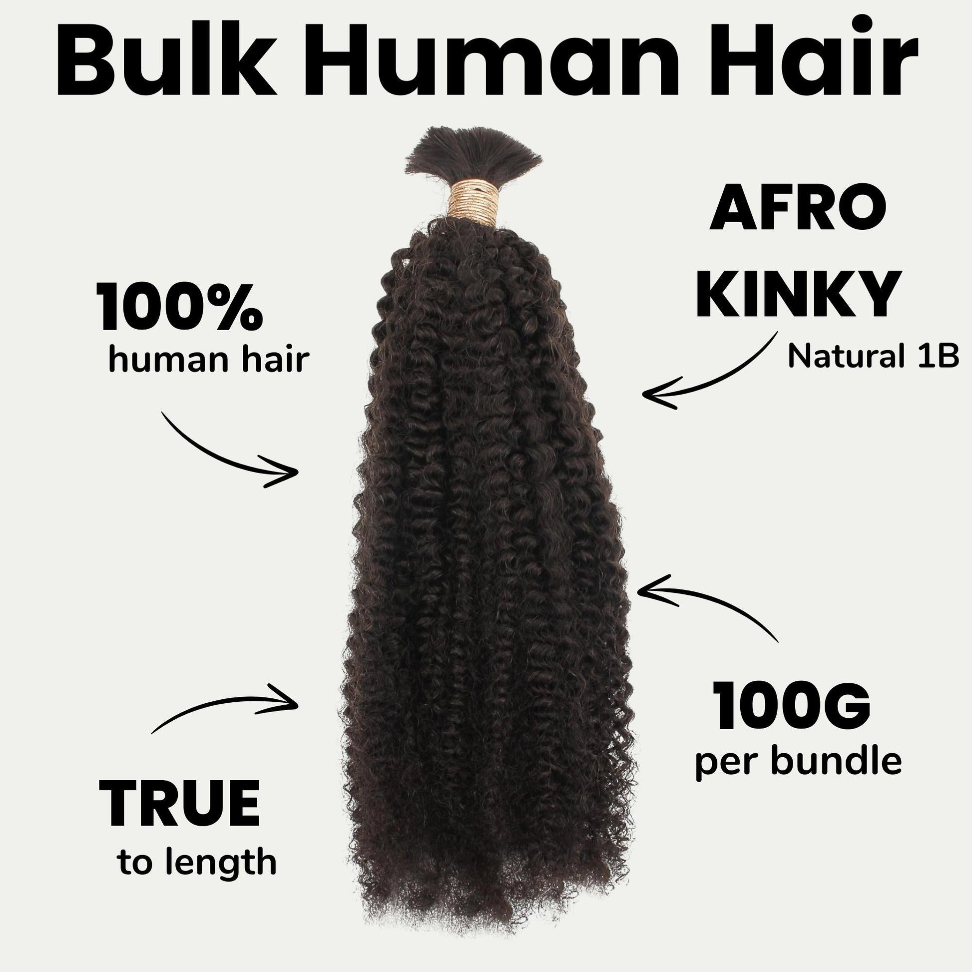 Afro Kinky Bulk 100% Human Braiding Hair Luxegan