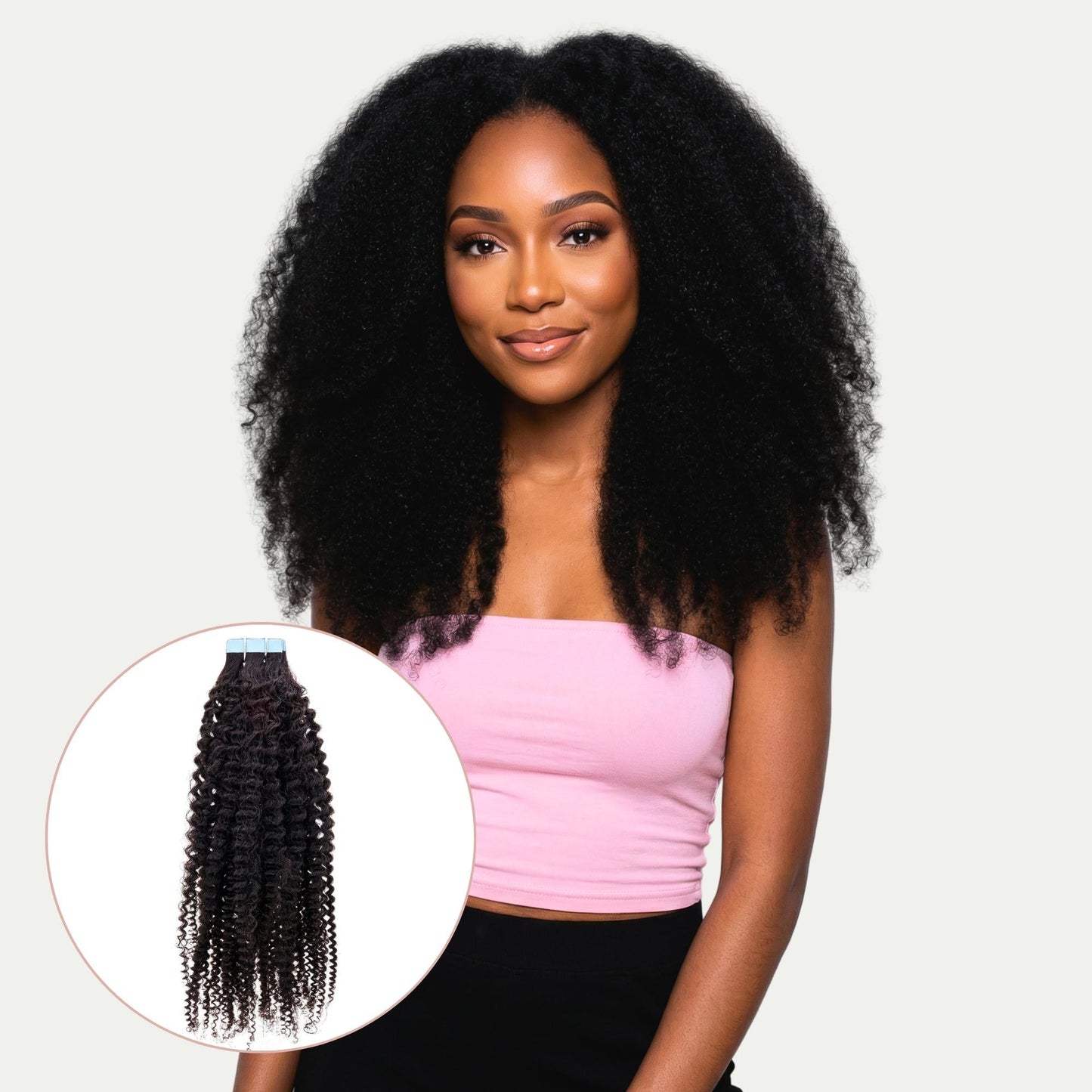 Afro Kinky Coily 100% Human Hair Tape In Extensions Luxegan