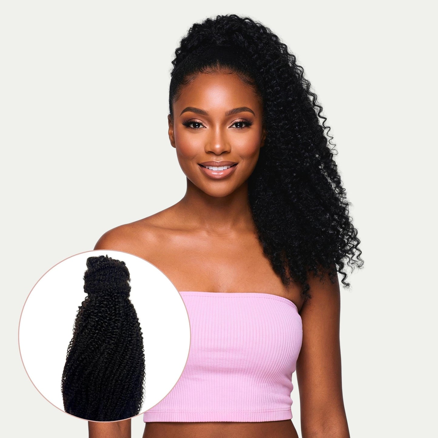Afro Kinky Curly 100% Human Hair Ponytail Extension Luxegan