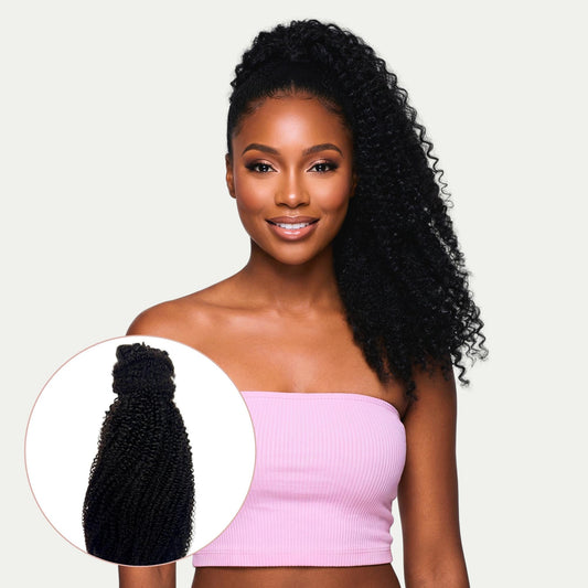 Afro Kinky Curly 100% Human Hair Ponytail Extension Luxegan