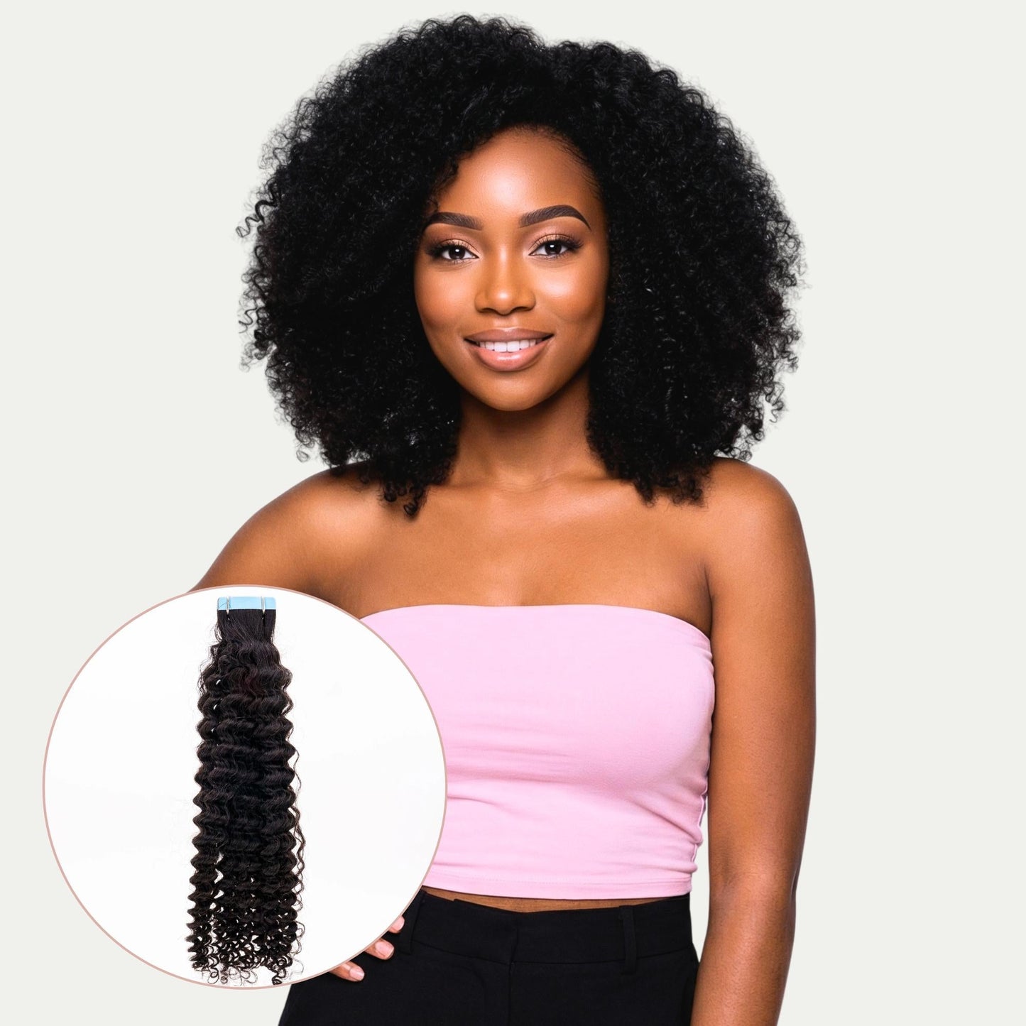 Afro Kinky Curly 100% Human Hair Tape In Extensions Luxegan