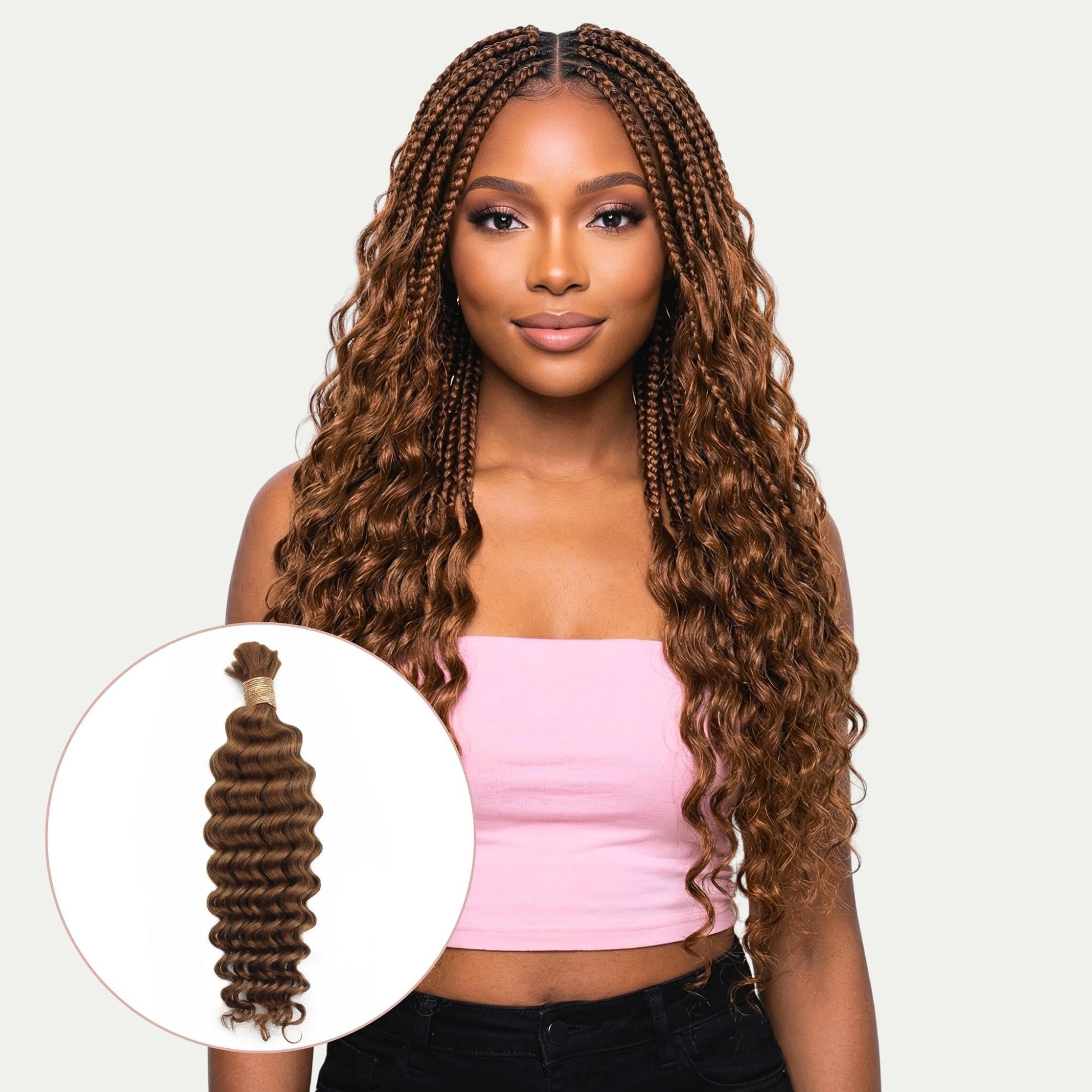 Auburn Deep Wave Bulk 100% Human Braiding Hair Luxegan