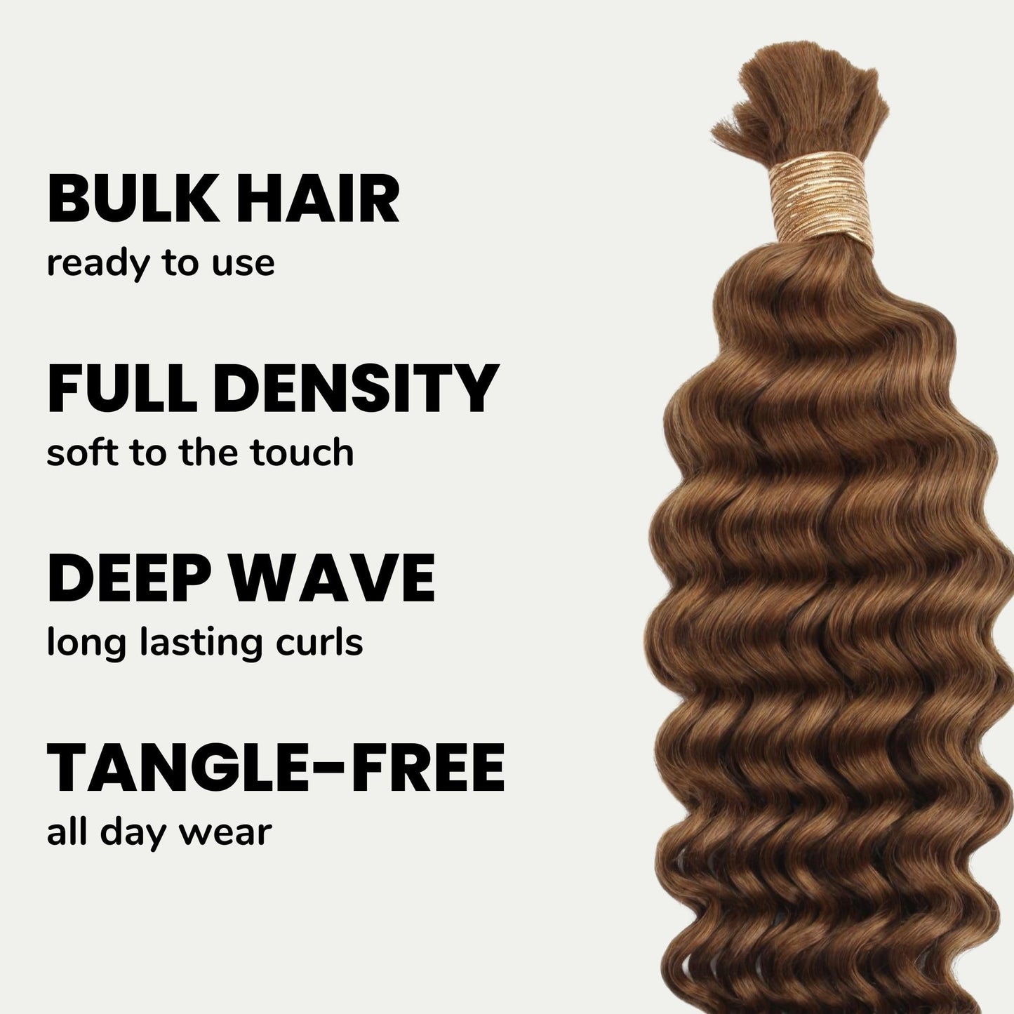 Auburn Deep Wave Bulk 100% Human Braiding Hair Luxegan