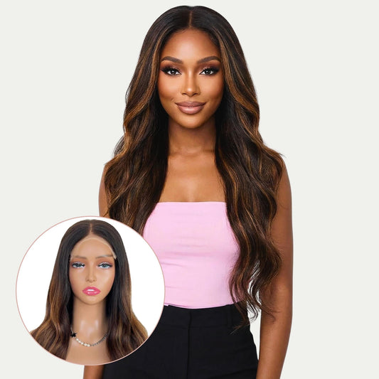 Ava Glueless 5x5 HD Lace Professionally Colored 100% Human Hair Closure Wig Luxegan