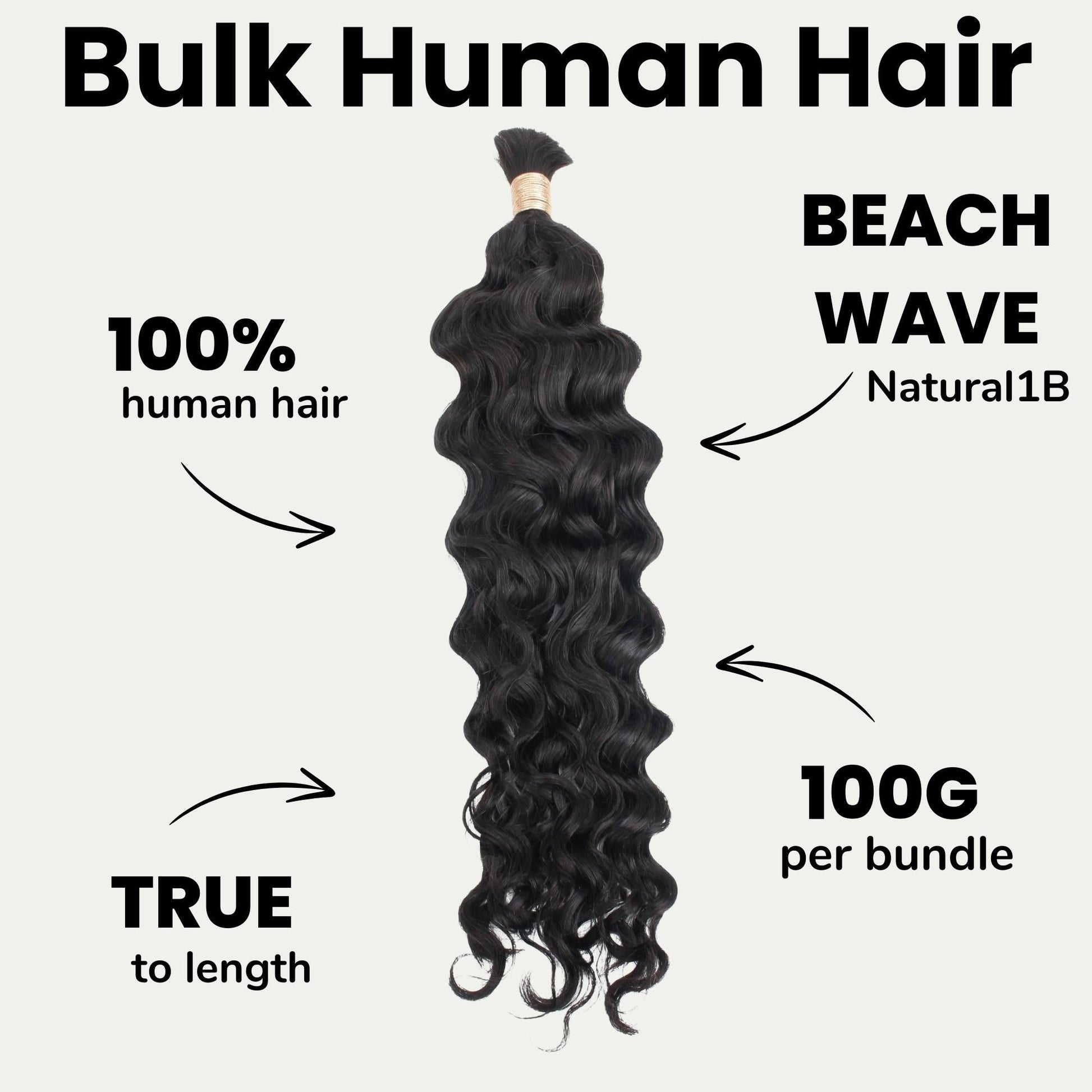 Beach Wave Bulk 100% Human Braiding Hair Luxegan