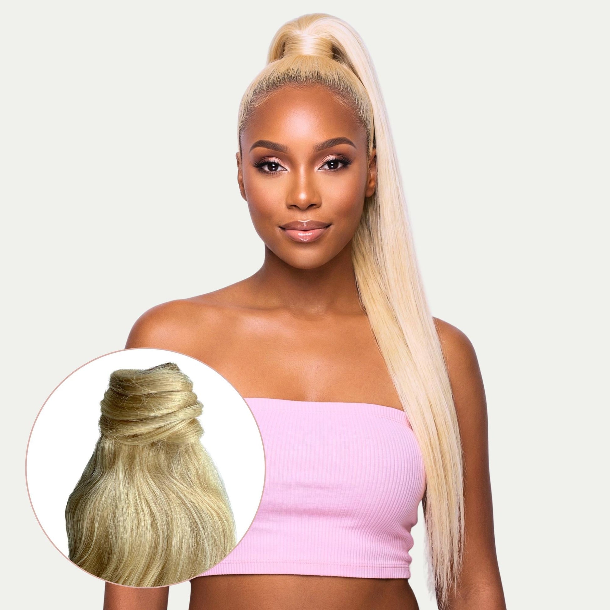 Bleach Blonde 100% Human Hair Ponytail Extension Luxegan