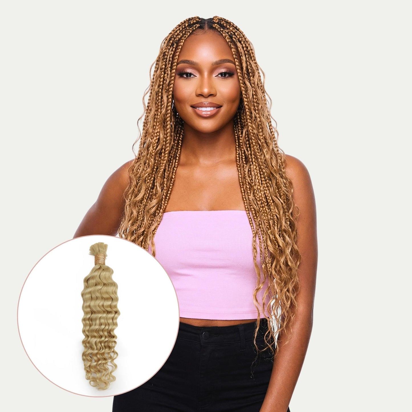 Blonde Deep Wave Bulk 100% Human Braiding Hair Luxegan