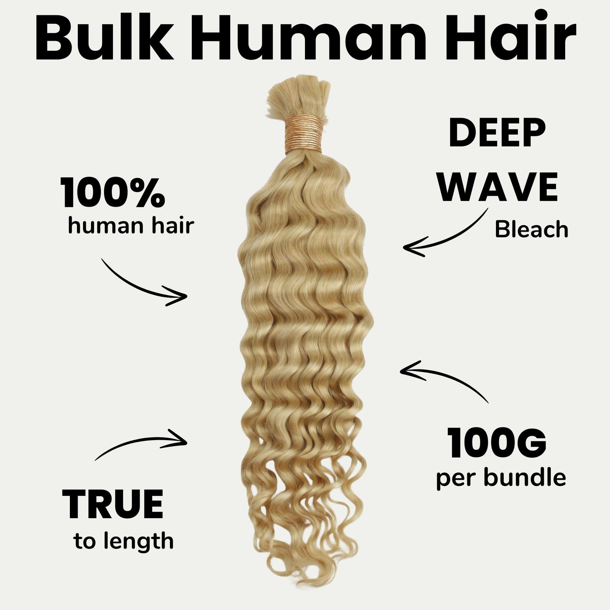 Blonde Deep Wave Bulk 100% Human Braiding Hair Luxegan