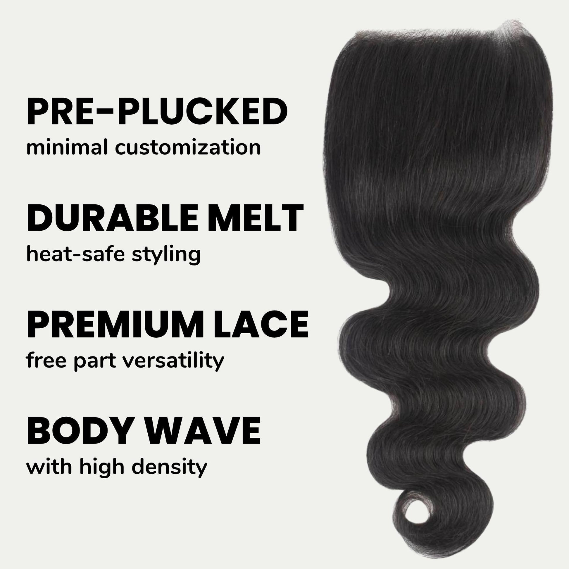 Body Wave 5x5 Transparent Lace Human Hair Closure Luxegan
