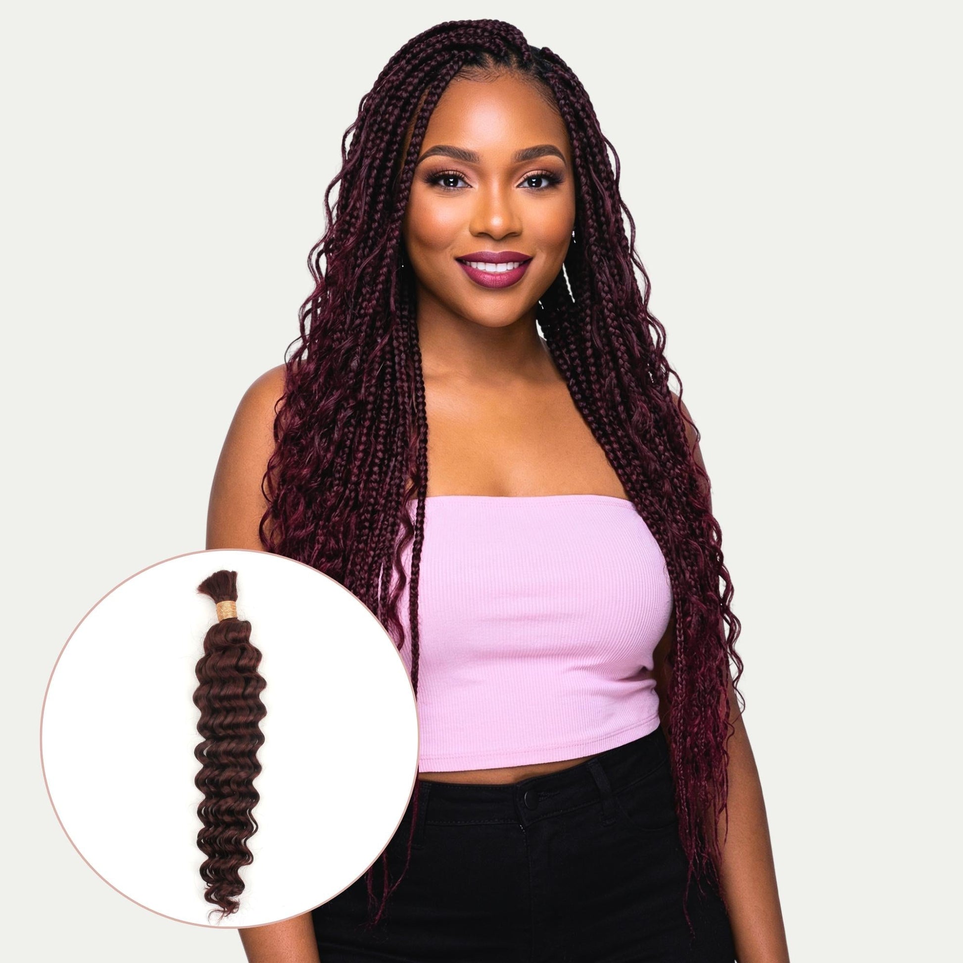 Burgundy Deep Wave Color 99J Bulk 100% Human Braiding Hair Luxegan