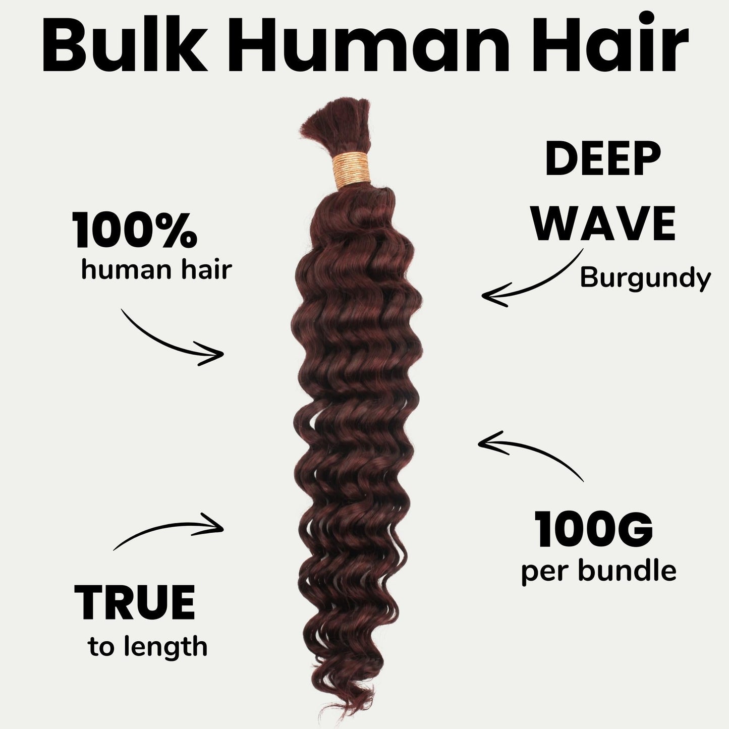 Burgundy Deep Wave Color 99J Bulk 100% Human Braiding Hair Luxegan