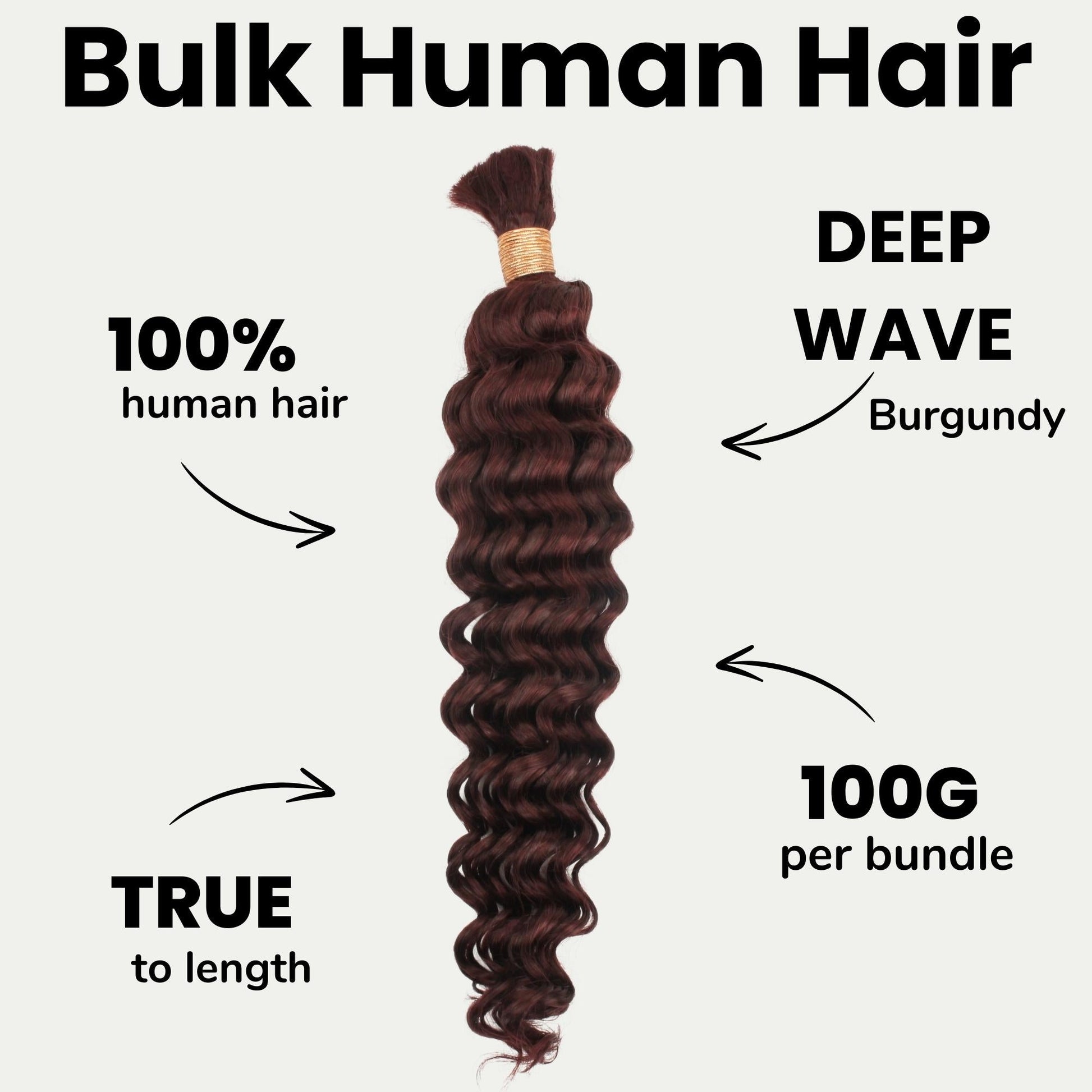Burgundy Deep Wave Color 99J Bulk 100% Human Braiding Hair Luxegan