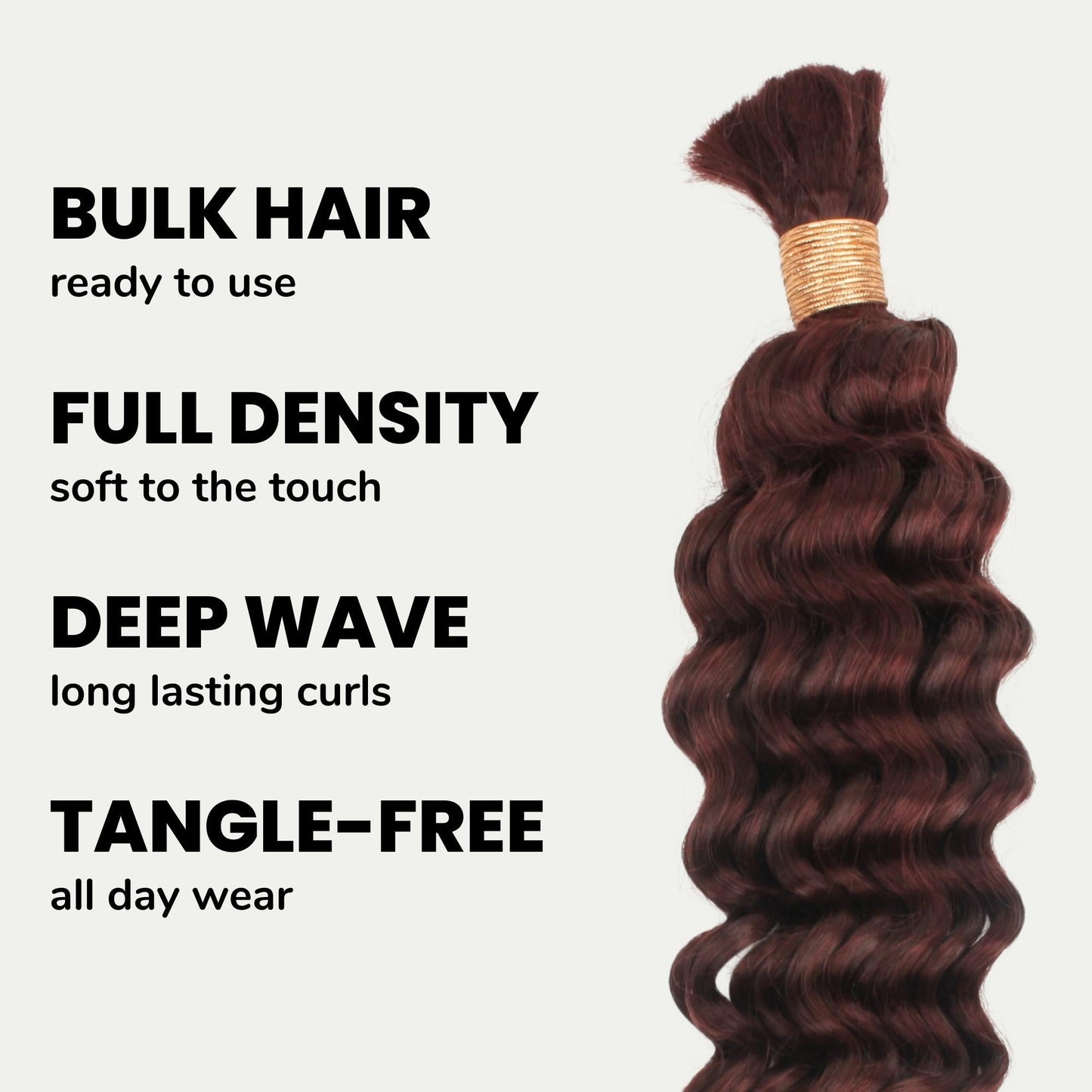Burgundy Deep Wave Color 99J Bulk 100% Human Braiding Hair Luxegan