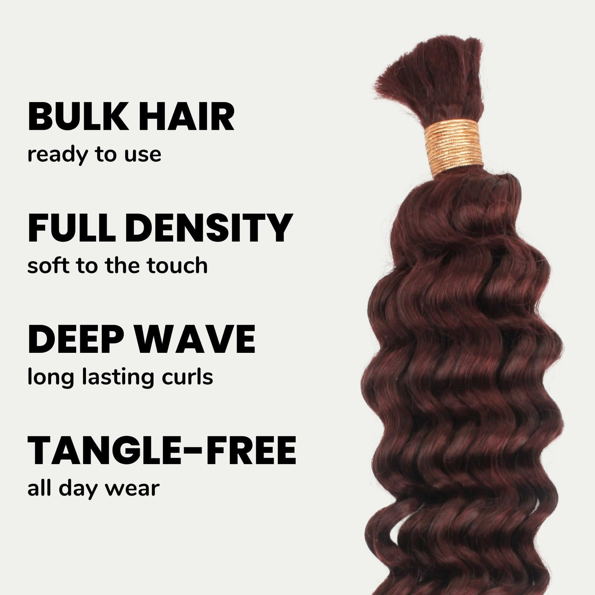 Burgundy Deep Wave Color 99J Bulk 100% Human Braiding Hair Luxegan