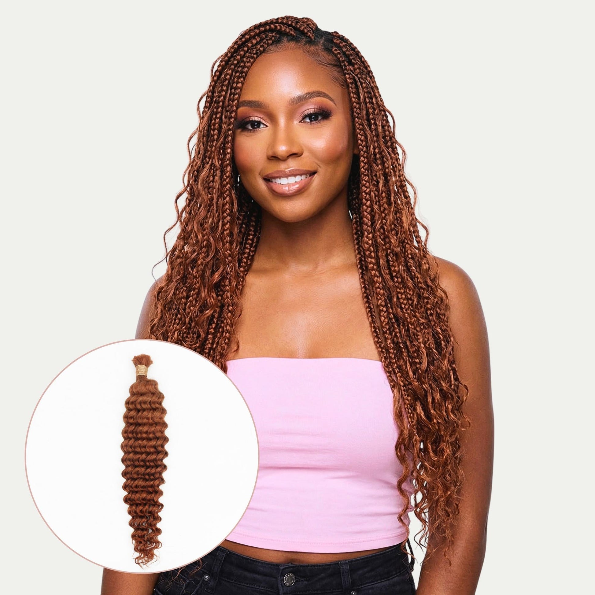 Copper Deep Wave Color 350 Bulk 100% Human Braiding Hair Luxegan