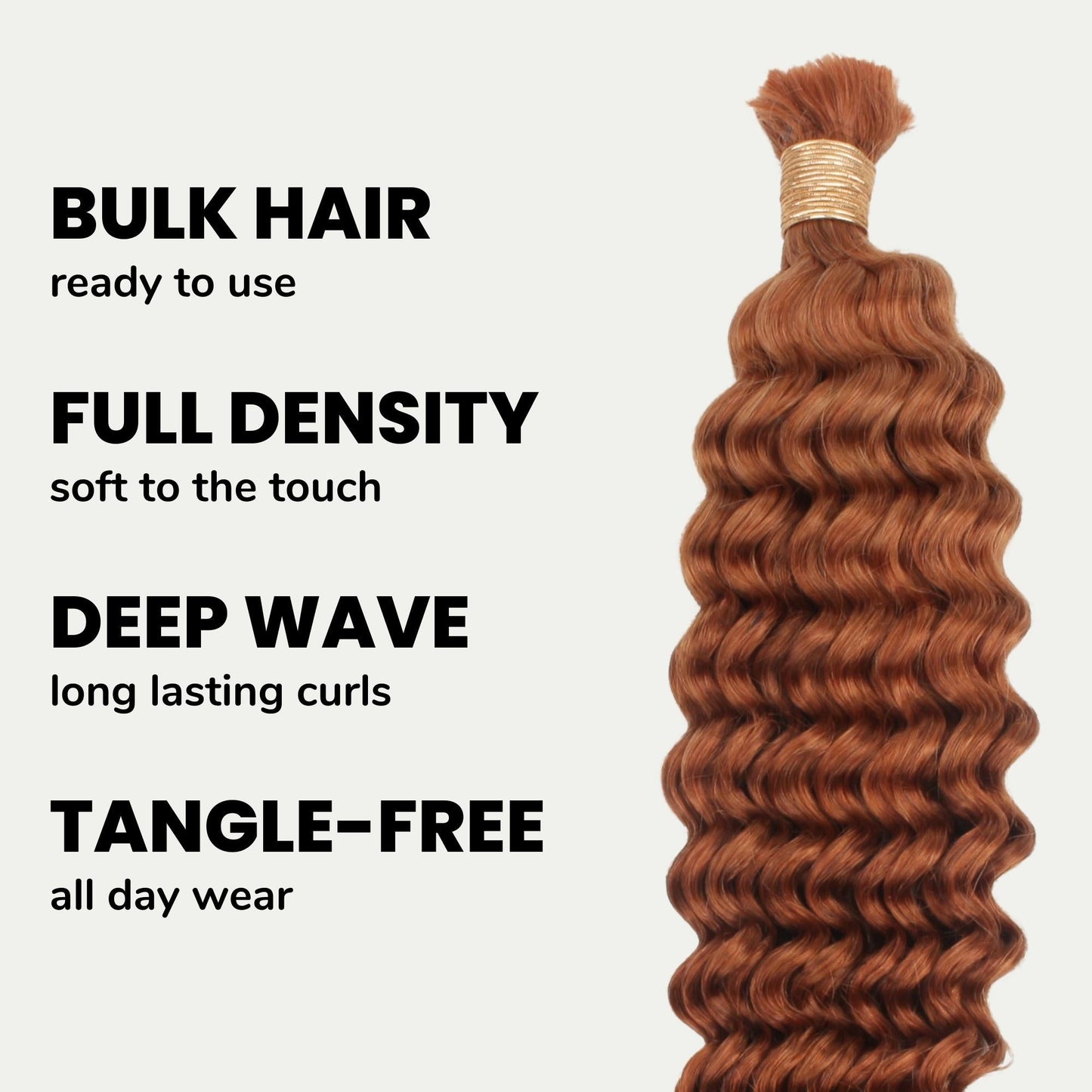 Copper Deep Wave Color 350 Bulk 100% Human Braiding Hair Luxegan