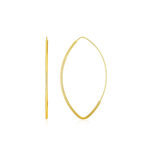 Pendientes largos de oro amarillo de 14k pulido con motivo marquesa