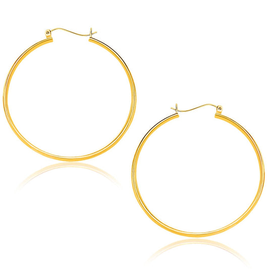 10k Yellow Gold Polished Hoop Earrings (40mm) - view 2