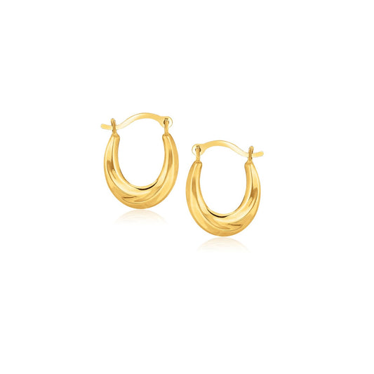 10k Yellow Gold Oval Hoop Earrings - view 2