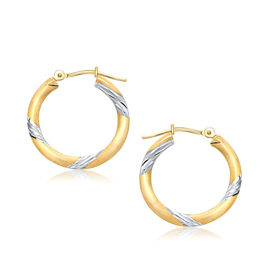 14k Two Tone Gold Polished Hoop Earrings (20 mm) - view 2