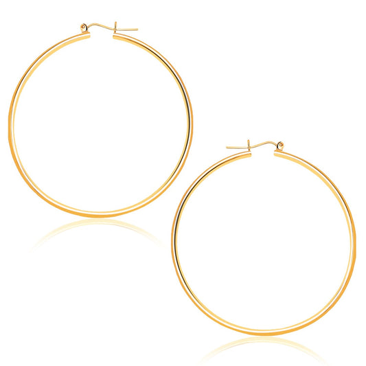14k Yellow Gold Polished Hoop Earrings (45 mm) - view 2