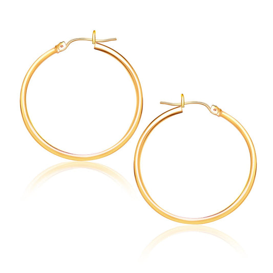 14k Yellow Gold Polished Hoop Earrings (25 mm) - view 2