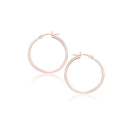 14k Rose Gold Polished Hoop Earrings (25 mm) - view 2