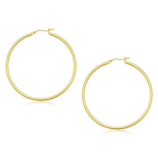 14k Yellow Gold Polished Hoop Earrings (45 mm) - view 2