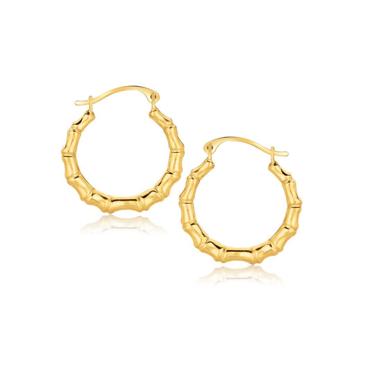 10k Yellow Gold Branch Motif Hoop Earrings - view 2