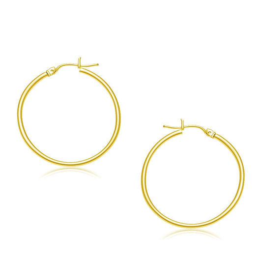 14k Yellow Gold Polished Hoop Earrings (30 mm) - view 2