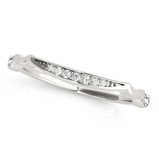 Alianza de boda de oro blanco de 14k con diamantes de estilo gradual único (1/10 ct. peso total)
