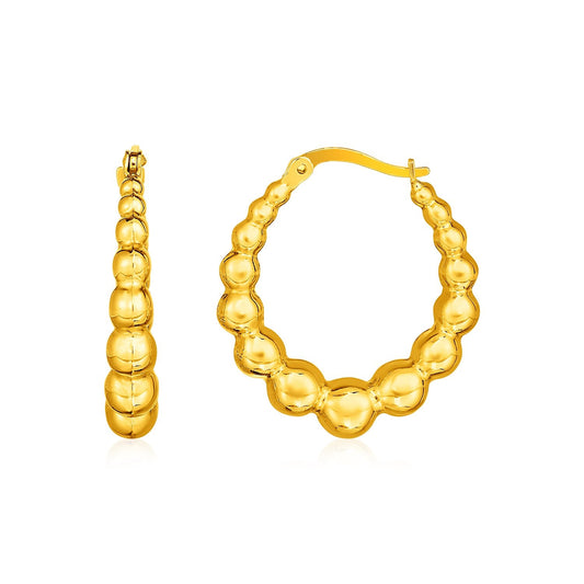 Pendientes de aro de oro amarillo de 14k con esferas graduadas