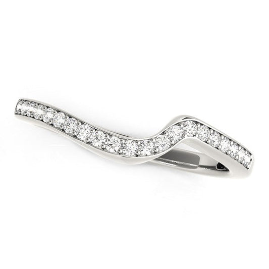 Anillo de boda moderno curvado de oro blanco de 14k (1/5 cttw)