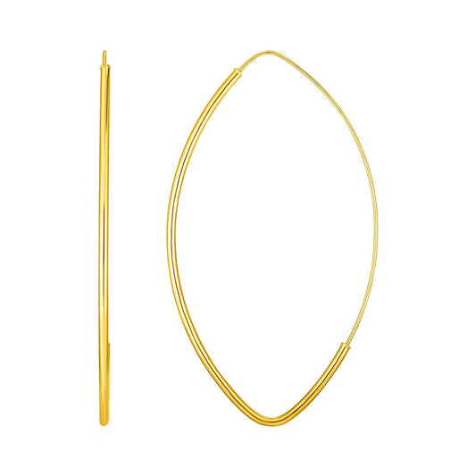 Pendientes largos de oro amarillo de 14k pulido con motivo marquesa