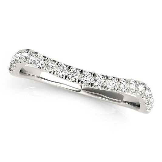Anillo de boda con diamante de diseño curvo en oro blanco de 14k (1/4 quilates en total)