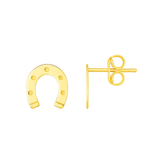 14K Yellow Gold Horseshoe Earrings - view 2