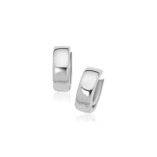 14k White Gold Snuggable Hoop Earrings - view 2