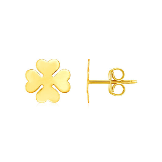 Pendientes de trébol de cuatro hojas de oro amarillo de 14 quilates