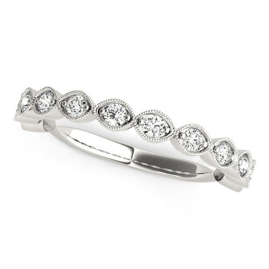 Anillo de boda de oro blanco de 14 quilates con diamantes de estilo antiguo (3/8 quilates en total)