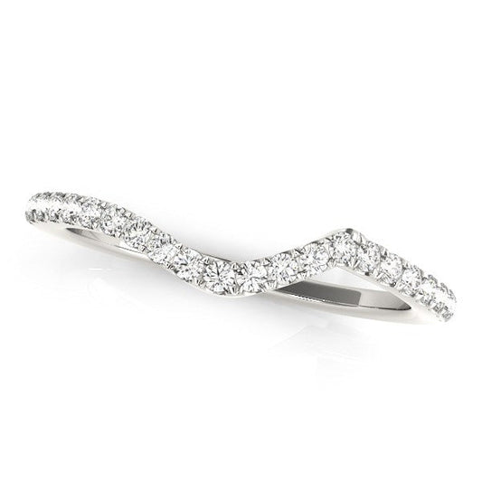 Anillo de boda moderno de oro blanco de 14k con diamantes curvos (1/6 cttw)