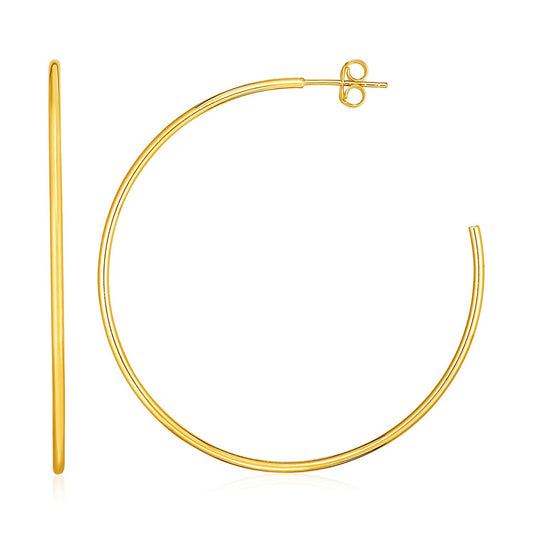 Pendientes de aro pulidos de oro amarillo de 14k