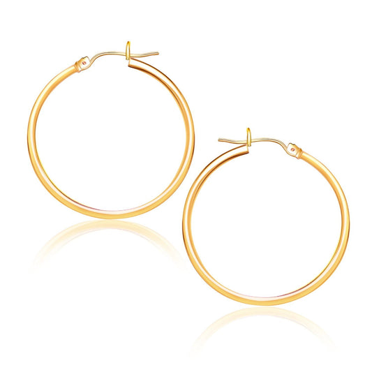 10k Yellow Gold Polished Hoop Earrings (25 mm) - view 2