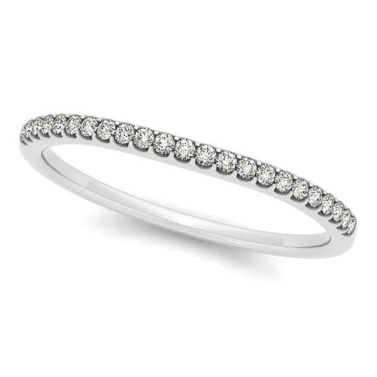 Alianza de boda de oro blanco de 14k con engaste festoneado y diamantes redondos (1/10 quilates en total)