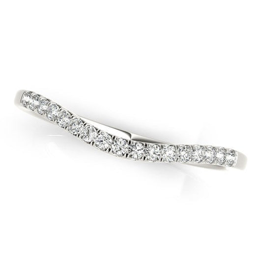 Anillo de boda de oro blanco de 14k con diamantes y curva suave (1/8 cttw)