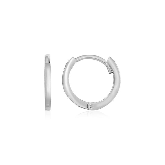 14k White Gold Petite Polished Round Hoop Earrings - view 2